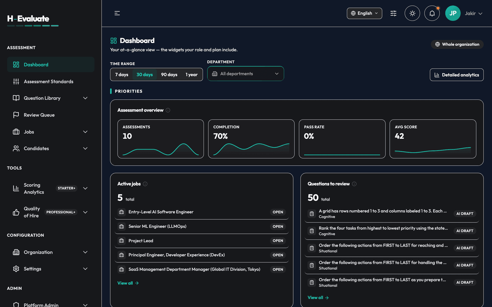 Recruiter dashboard